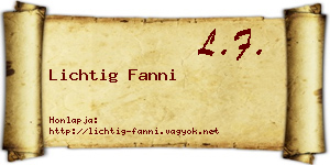 Lichtig Fanni névjegykártya